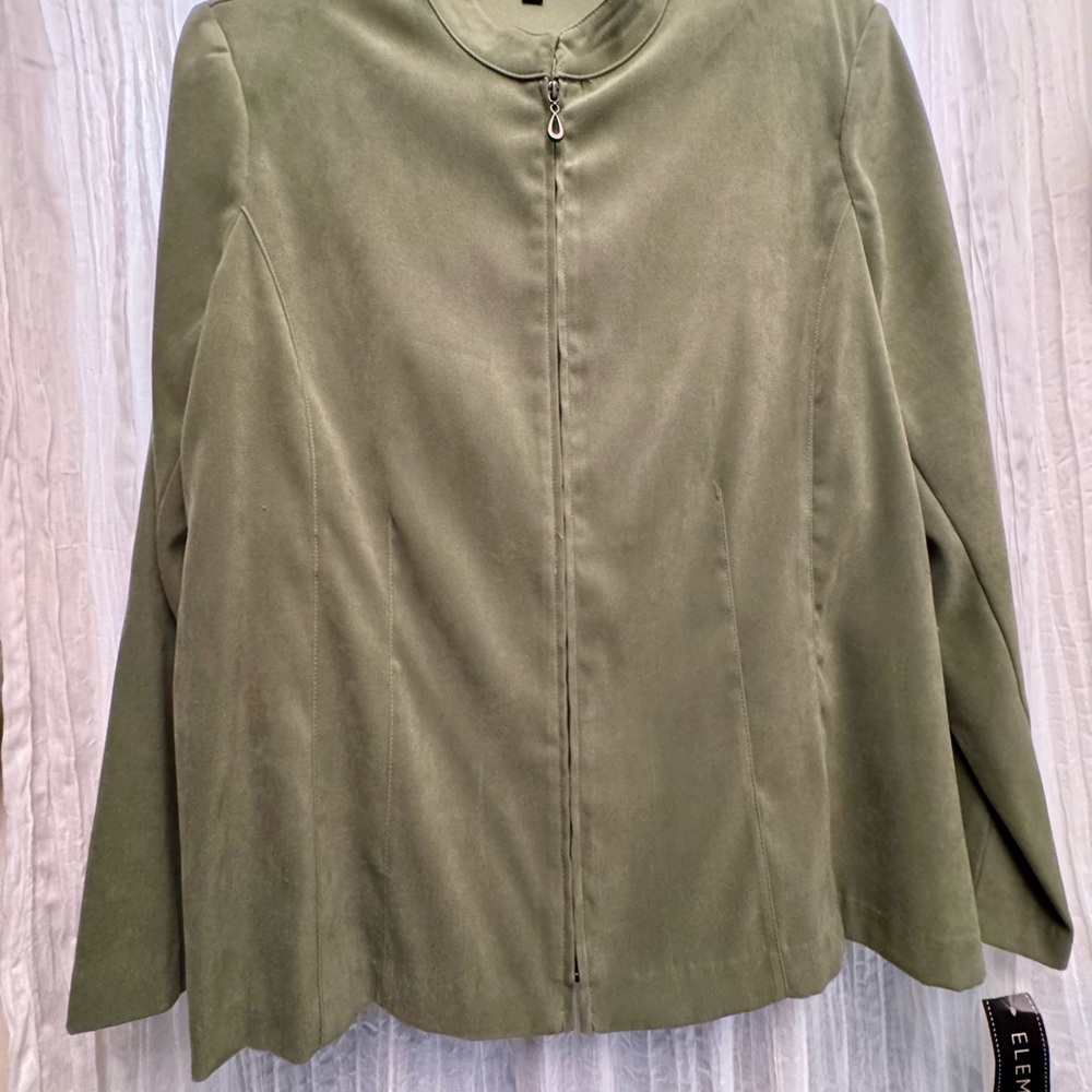 Elemenz sage zip-up jacket with Mandarin Collar